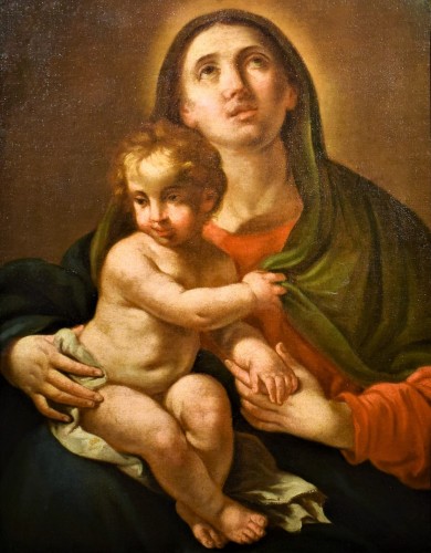 Vierge à l'enfant - Francesco de Mura (Naples,1696 –1782) atelier - Tableaux et dessins Style Louis XV
